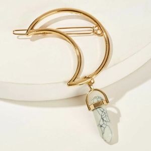 Moon with Marble Crystal Hair Clip